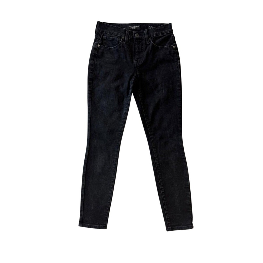 Lucky Brand Ava Skinny Ankle Jeans Women 0/25 Black Casual Chic Gothic Vtg Style